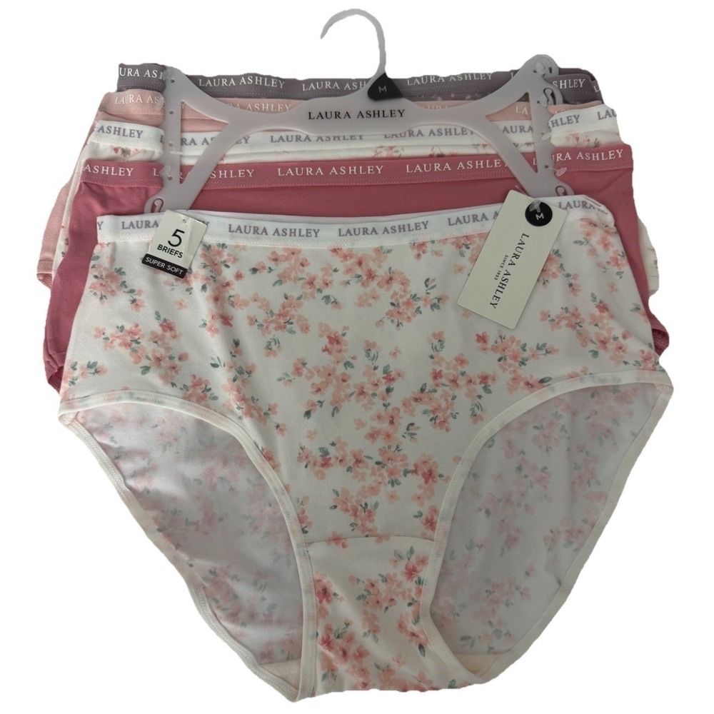 Laura Ashley Women's Brief Underwear Panties 5 Pack Super Soft LS3208 Size M New